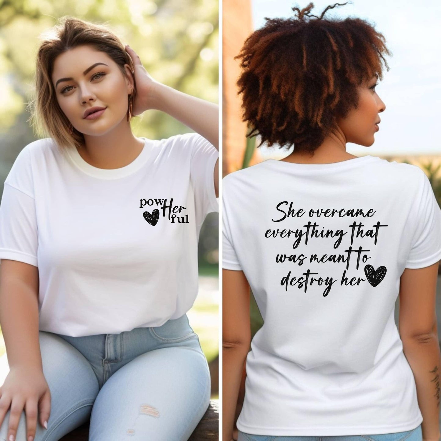 She Overcame Everything Meant To Destroy Her Women’s Plus Tee - JT Footprint Apparel