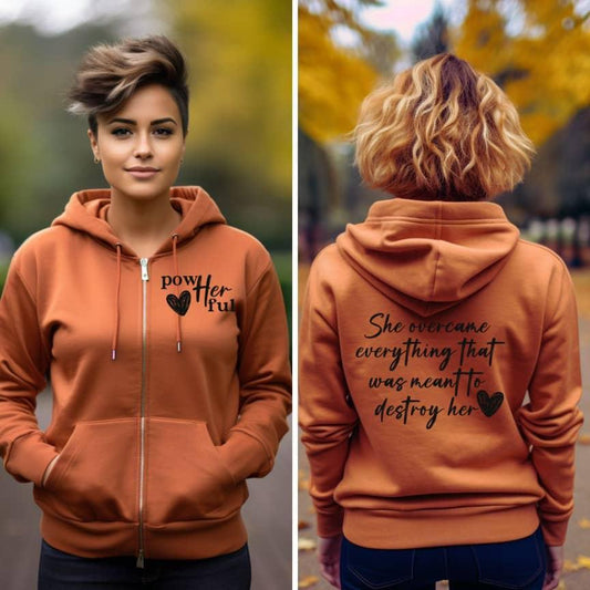 She Overcame Everything ZipUp Hoodie - JT Footprint Apparel