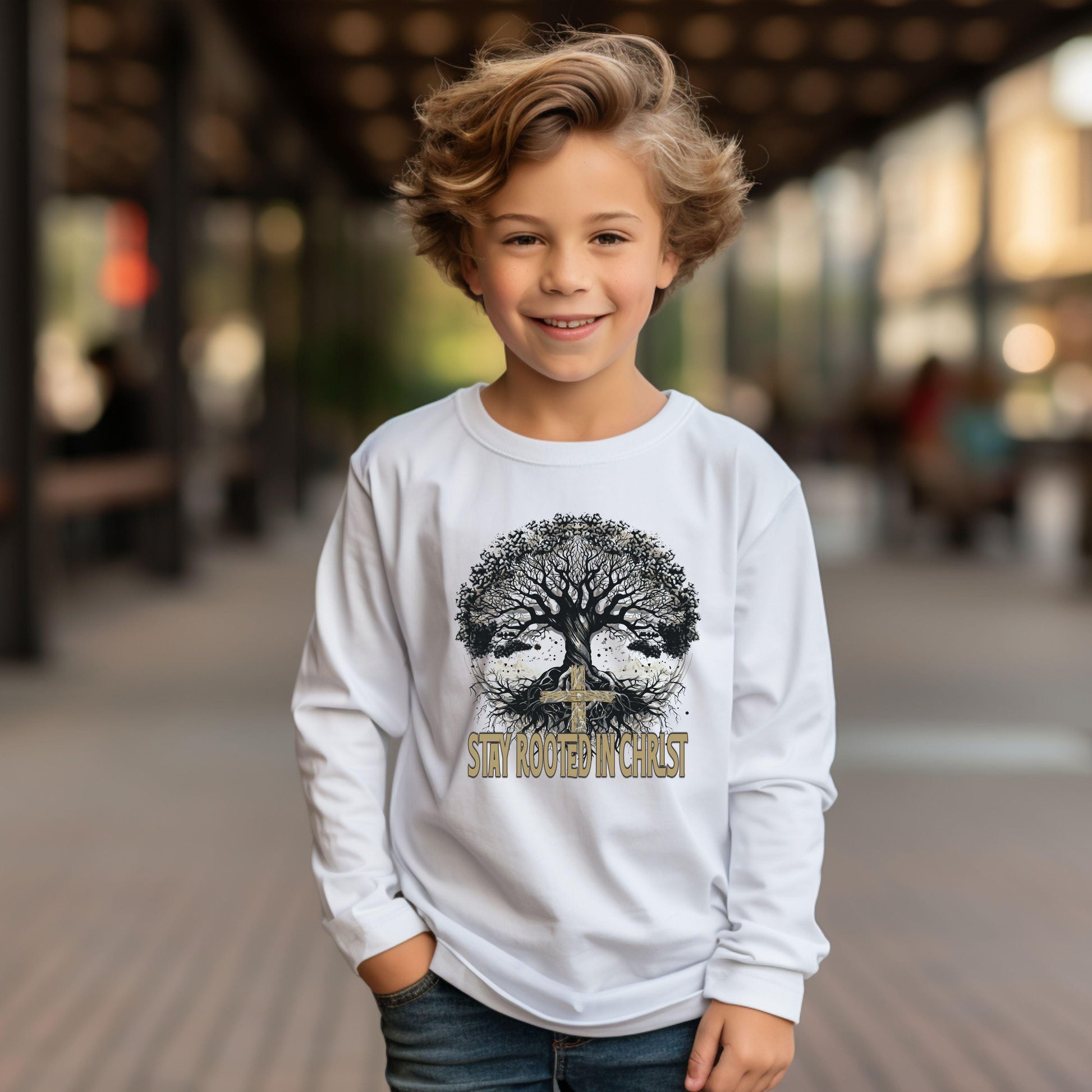 Stay Rooted In Christ Youth Long Sleeve - JT Footprint Apparel