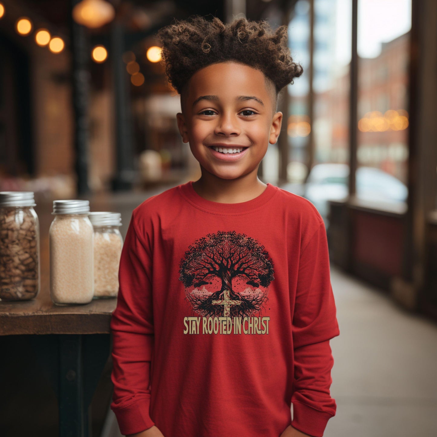 Stay Rooted In Christ Youth Long Sleeve - JT Footprint Apparel