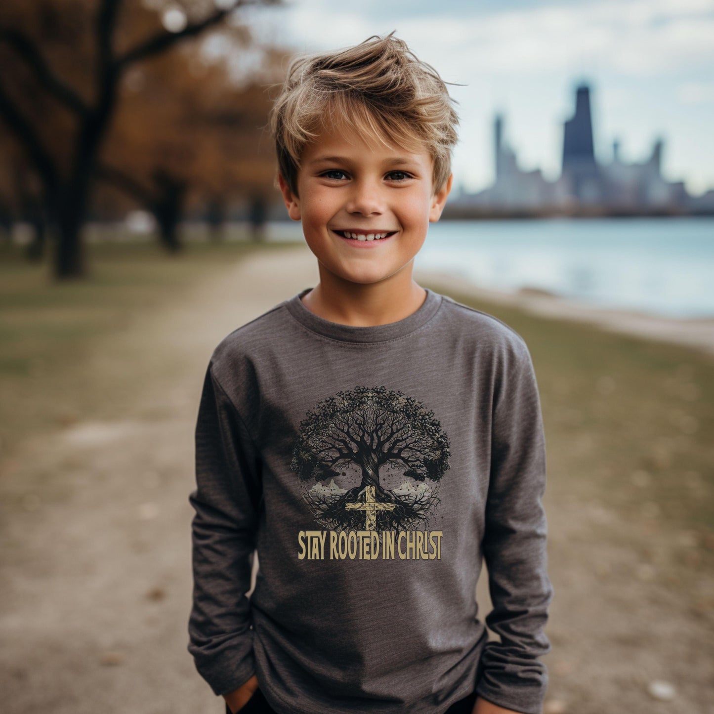 Stay Rooted In Christ Youth Long Sleeve - JT Footprint Apparel