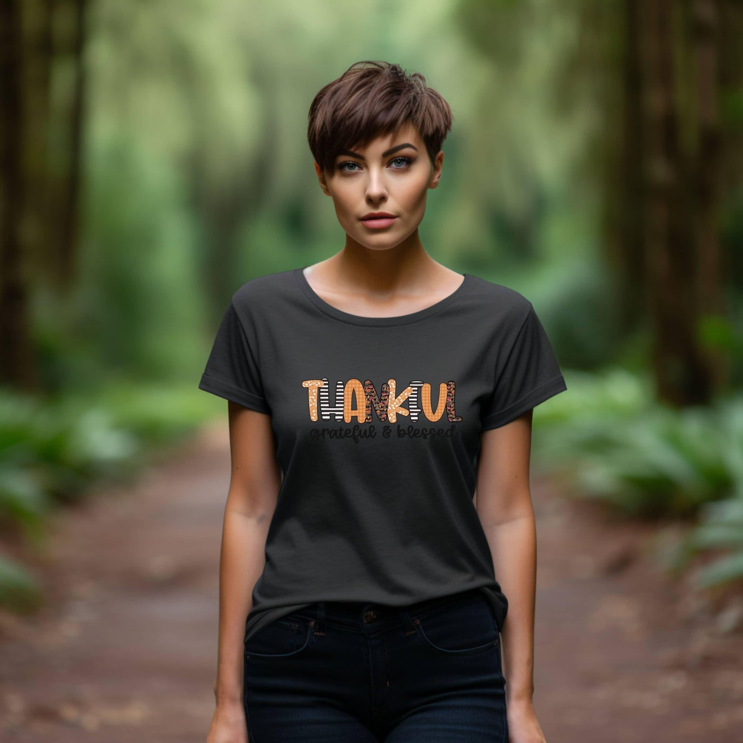 Thankful Grateful & Blessed Woman’s Tee - JT Footprint Apparel