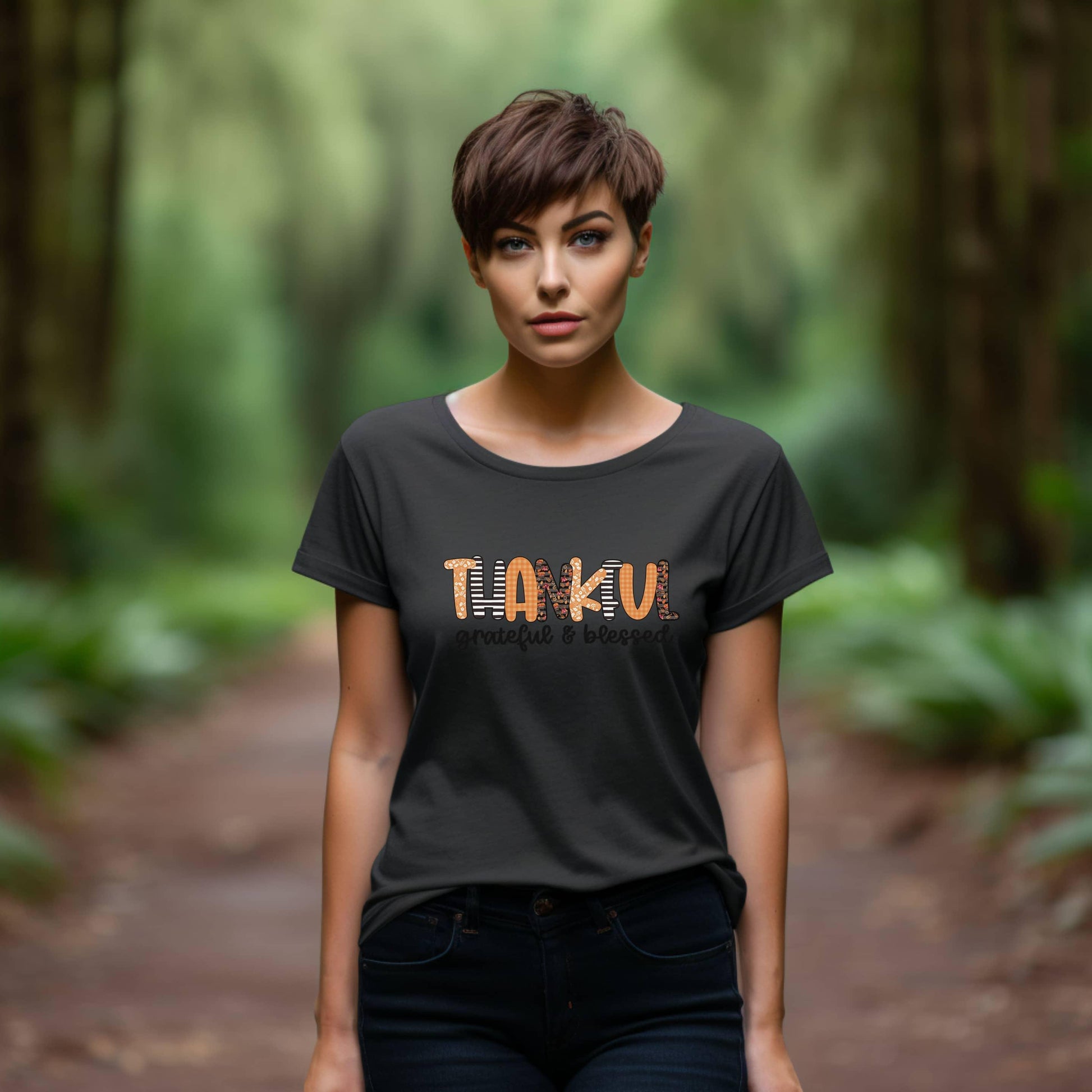 Thankful Grateful & Blessed Woman’s Tee - JT Footprint Apparel