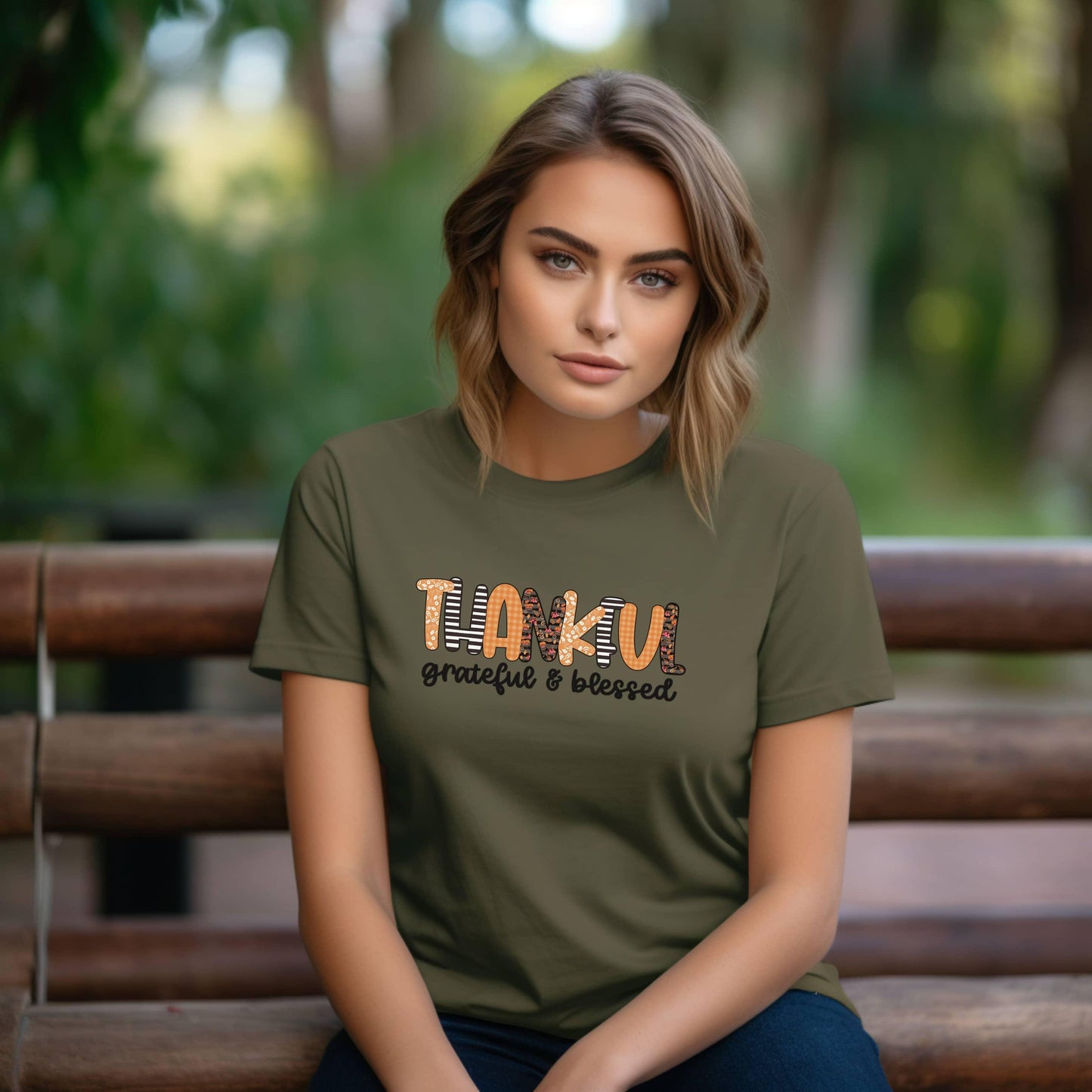 Thankful Grateful & Blessed Woman’s Tee - JT Footprint Apparel