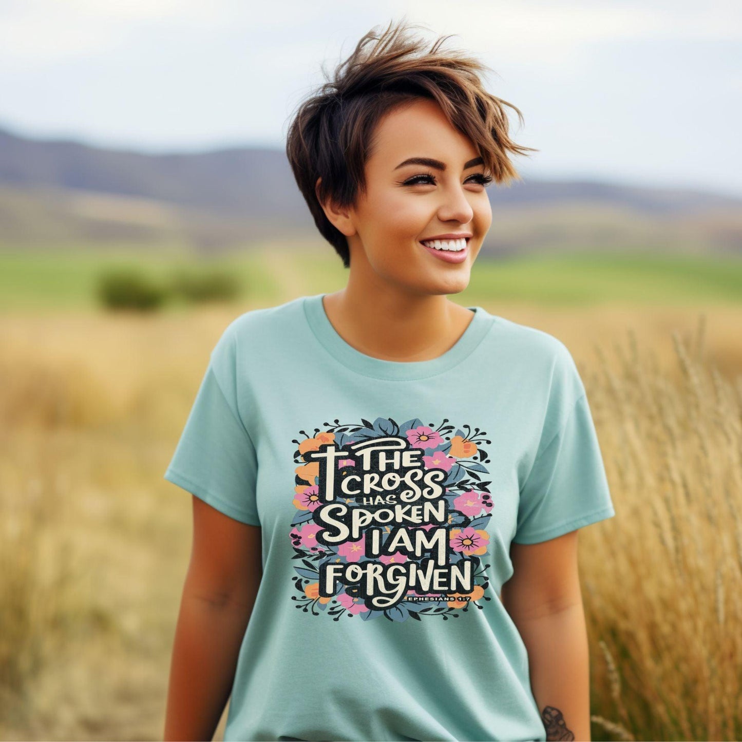 The Cross Has Spoken I Am Forgiven Women’s Plus Short Sleeve - JT Footprint Apparel