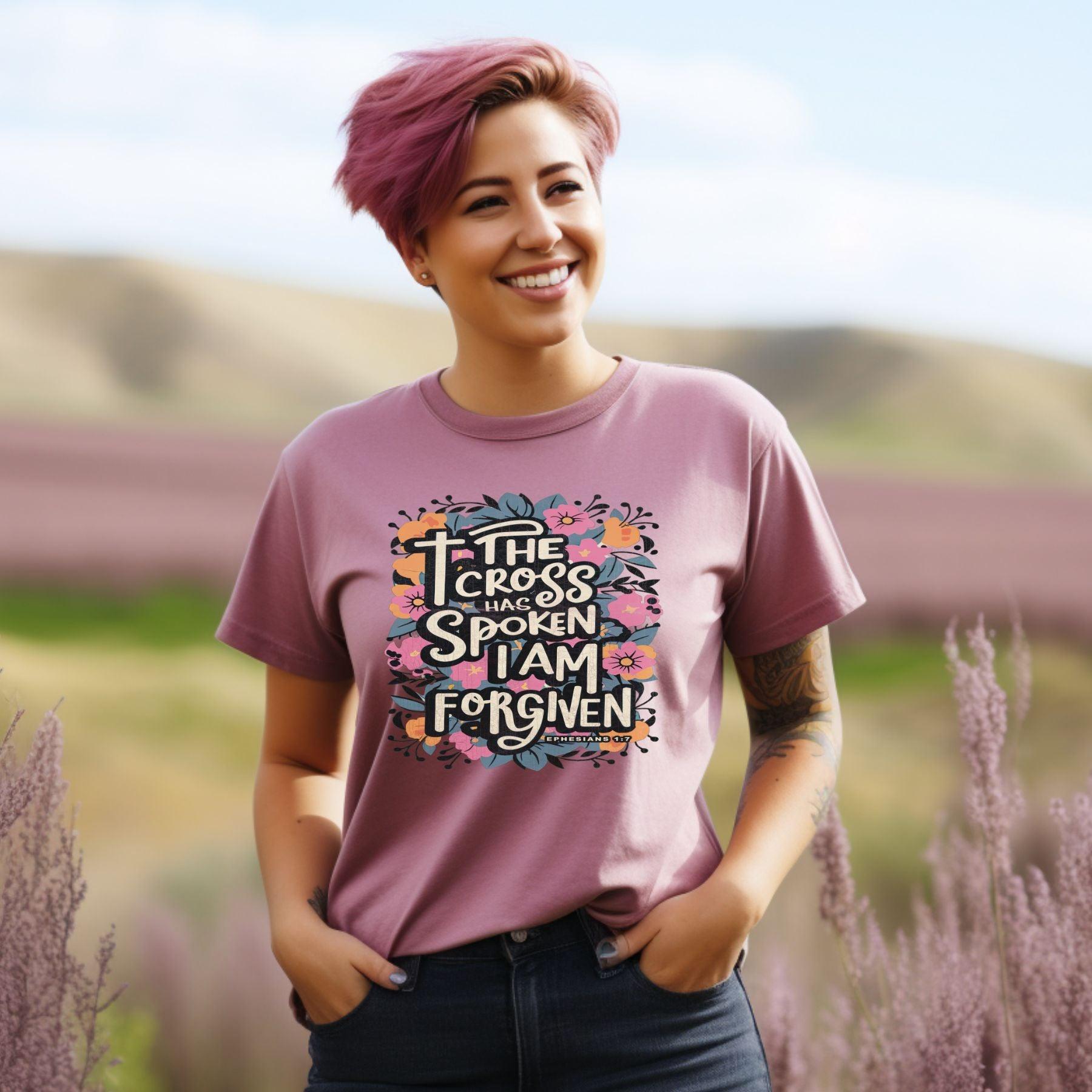 The Cross Has Spoken I Am Forgiven Women’s Plus Short Sleeve - JT Footprint Apparel