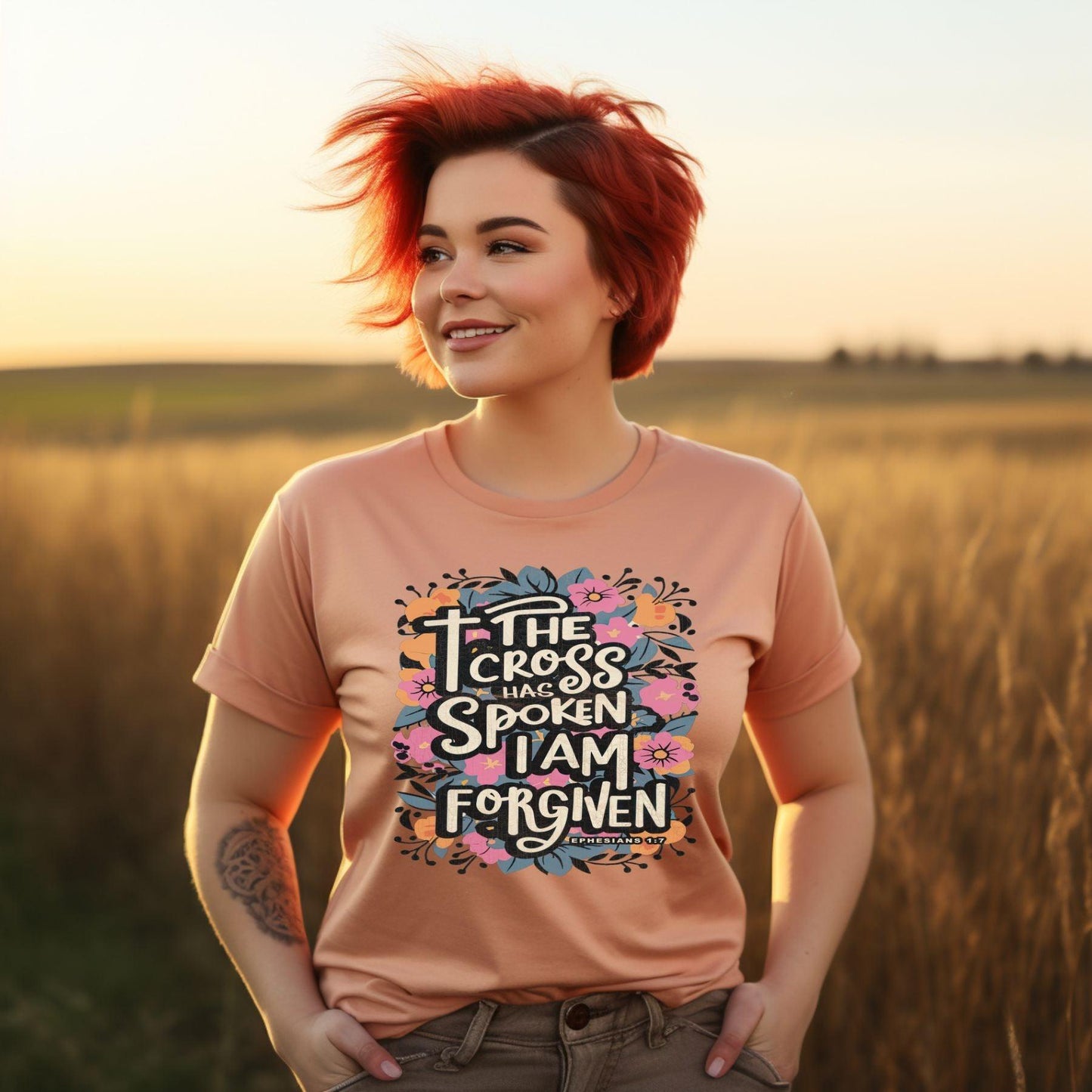 The Cross Has Spoken I Am Forgiven Women’s Plus Short Sleeve - JT Footprint Apparel