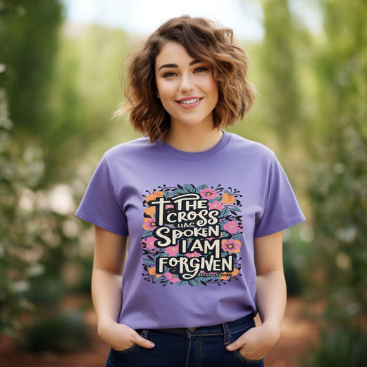 The Cross Has Spoken I Am Forgiven Women’s Short Sleeve - JT Footprint Apparel