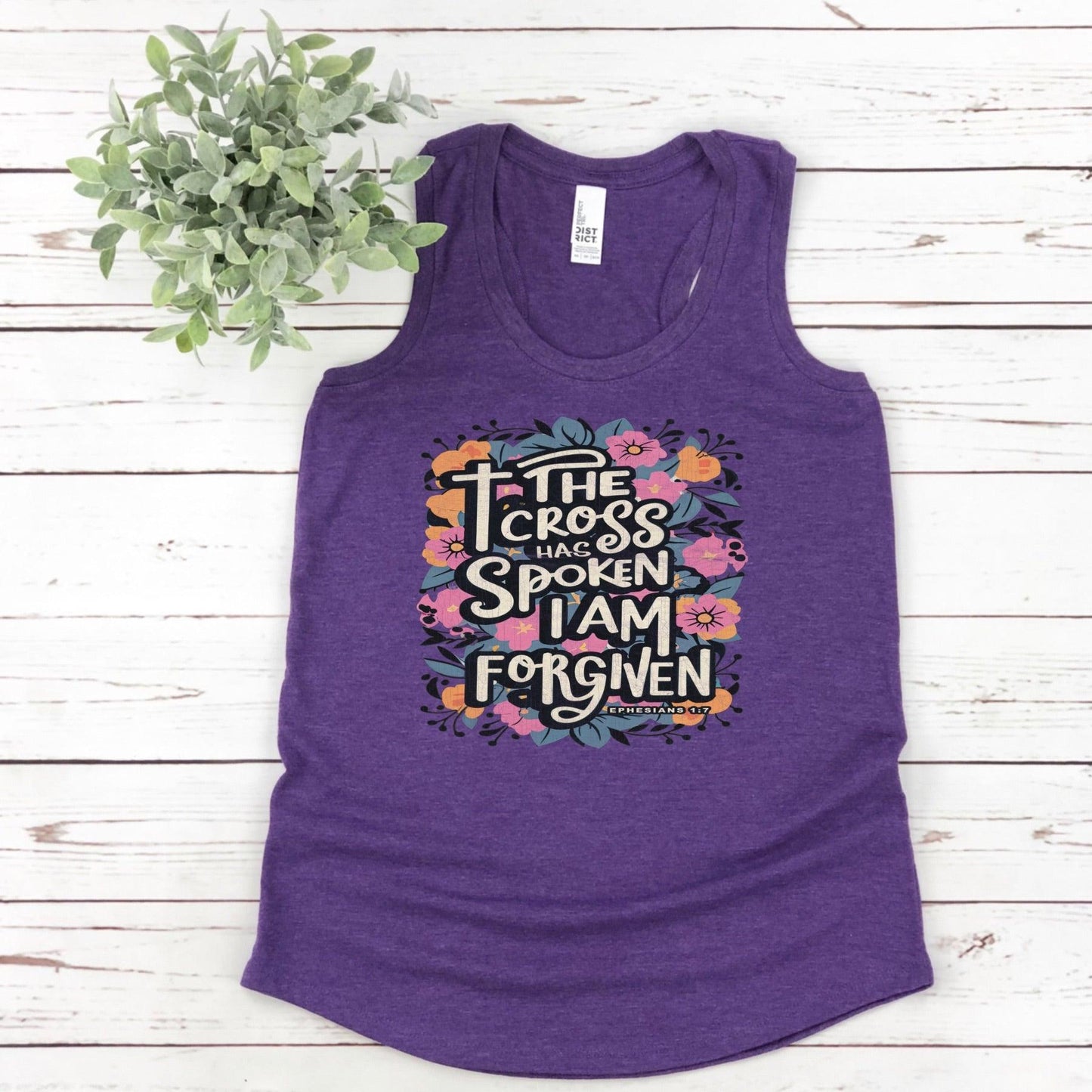 The Cross Has Spoken I Am Forgiven Women’s Triblend Racerback Tank - JT Footprint Apparel